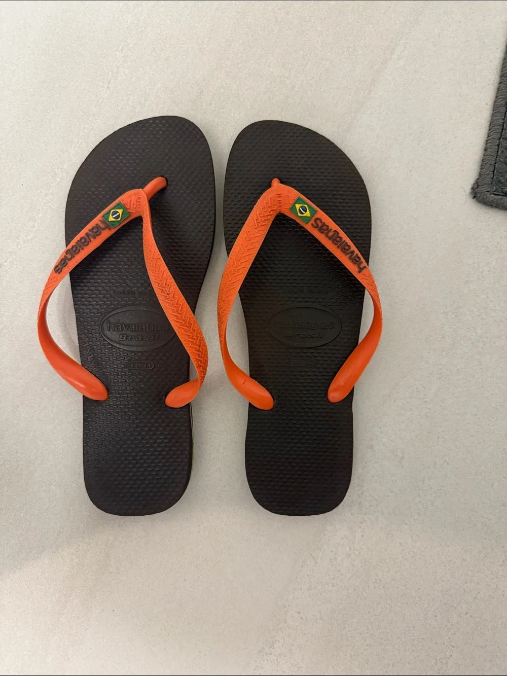 Havaianas Black Footbed Flip Flop with Orange Straps